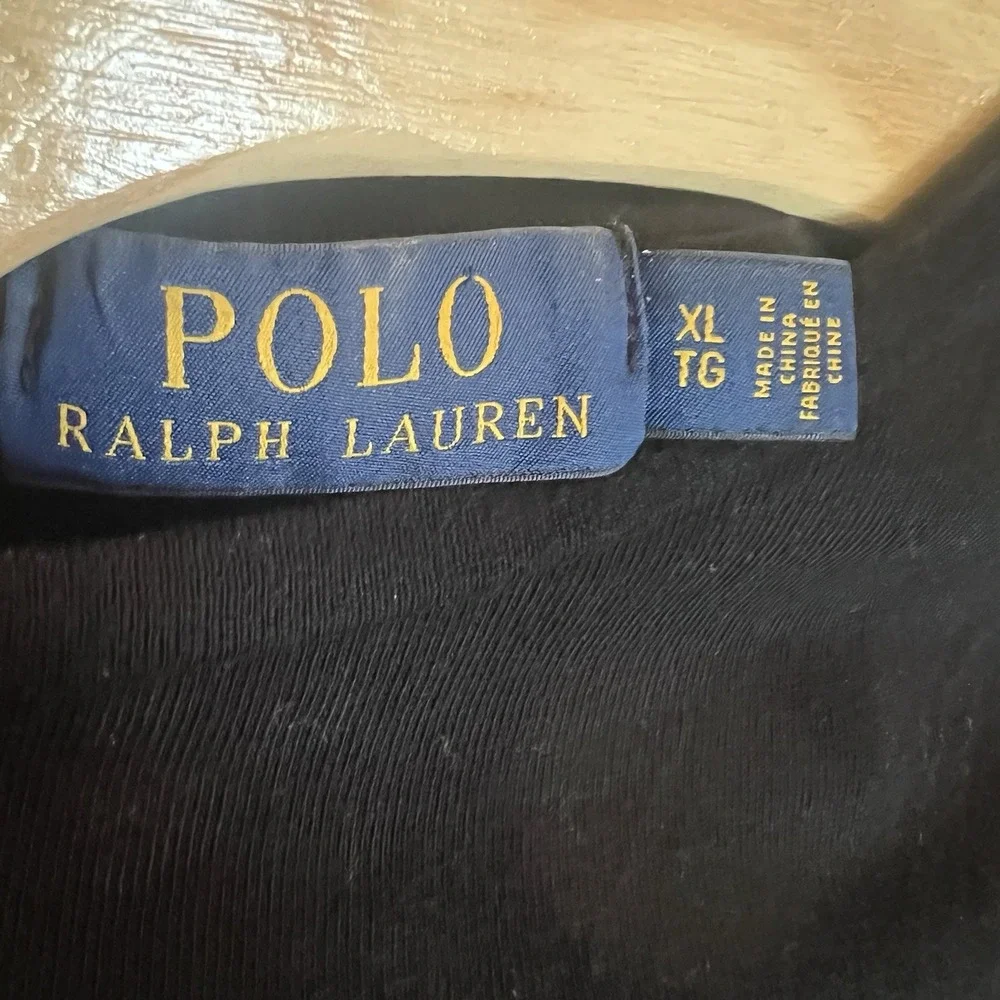 Polo Ralph Lauren XL/TG Black w/ Grey Stripe Long Sleeve Cotton Light Sweater‎